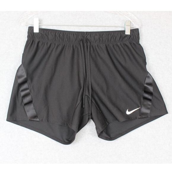 Nike Dri-Fit Shorts Fold-Over Waist Black Womens Size Small 4inch inseam unlined - Picture 1 of 5